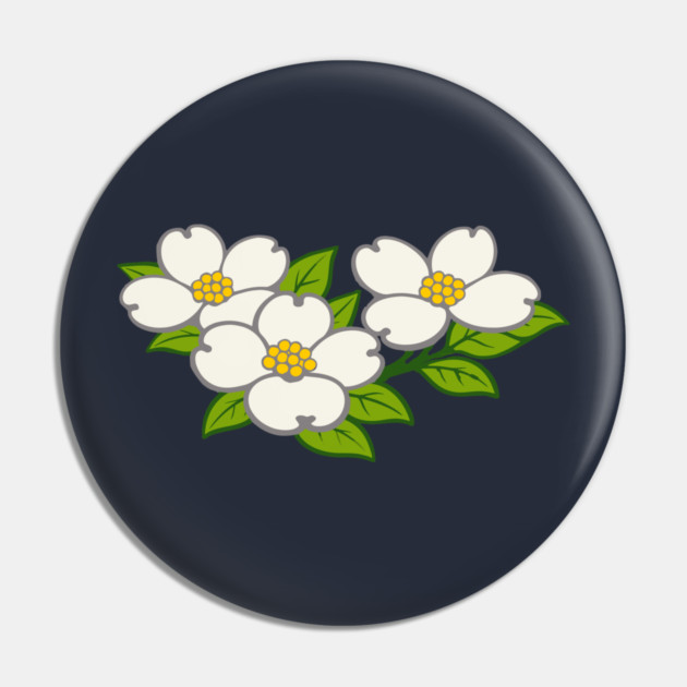 White Dogwood Flowers – Southern Spring Botanical Art Pin by DonWillisJrArt