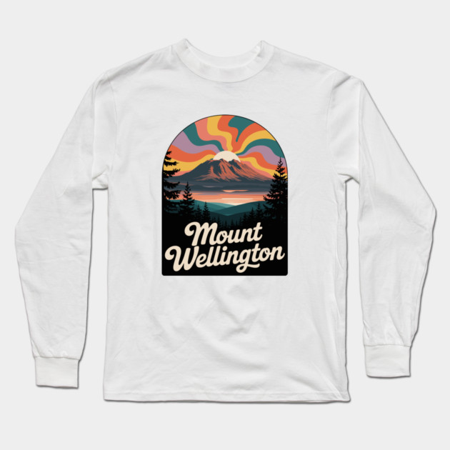 Mount Wellington – Dramatic Sky Landscape Art Long Sleeve T-Shirt by JessArty
