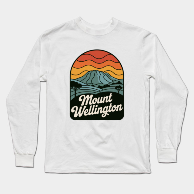 Mount Wellington – Warm Sunset Mountain Art Long Sleeve T-Shirt by JessArty