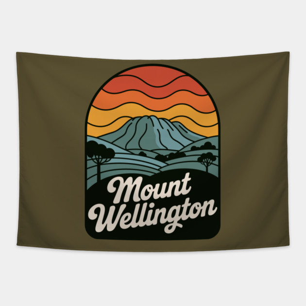 Mount Wellington – Warm Sunset Mountain Art Tapestry by JessArty