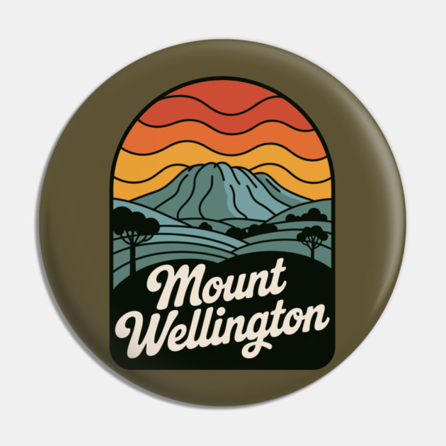 Mount Wellington – Warm Sunset Mountain Art Pin by JessArty
