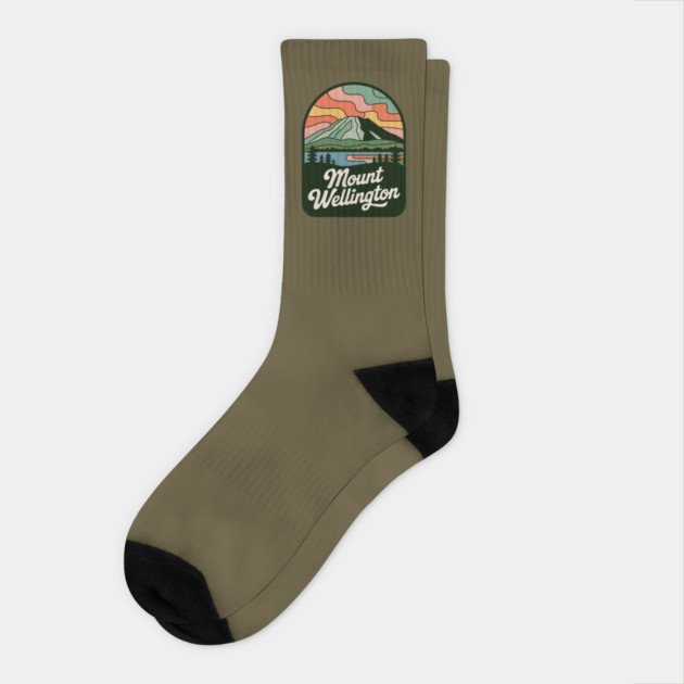 Mount Wellington – Rounded Scenic Nature Badge Socks by JessArty