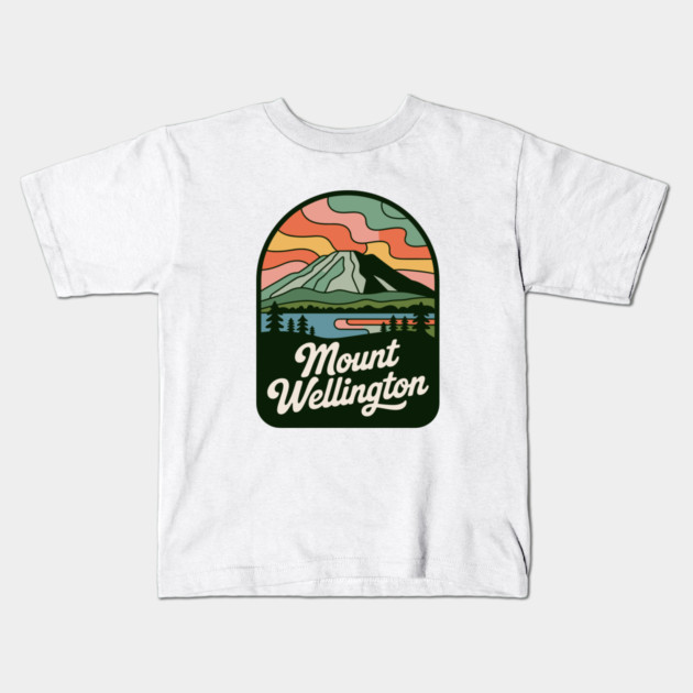 Mount Wellington – Rounded Scenic Nature Badge Kids T-Shirt by JessArty