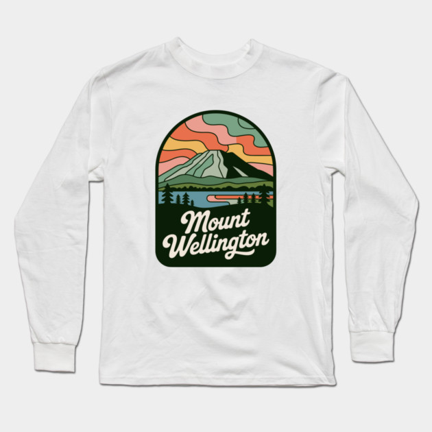 Mount Wellington – Rounded Scenic Nature Badge Long Sleeve T-Shirt by JessArty