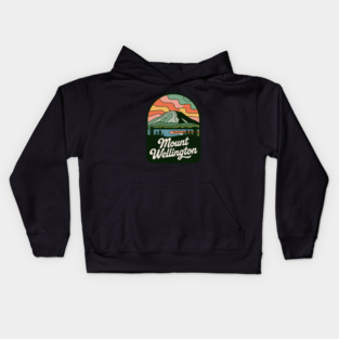Mount Wellington – Rounded Scenic Nature Badge Kids Hoodie