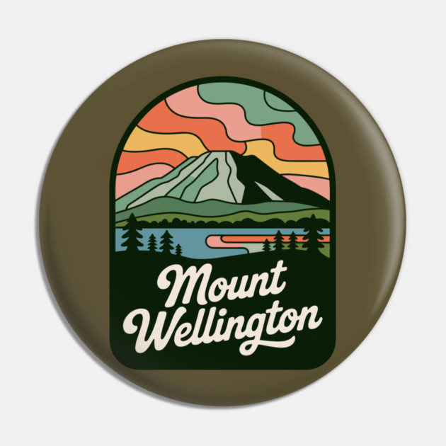 Mount Wellington – Rounded Scenic Nature Badge Pin by JessArty
