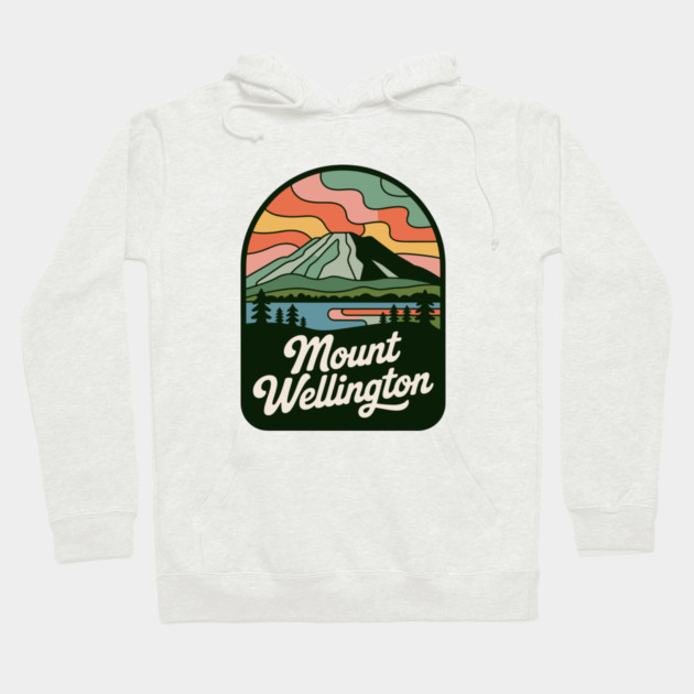 Mount Wellington – Rounded Scenic Nature Badge Hoodie by JessArty