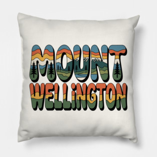 Mount Wellington – Retro Psychedelic Typography Pillow