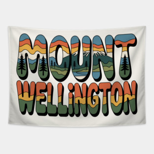 Mount Wellington – Retro Psychedelic Typography Tapestry