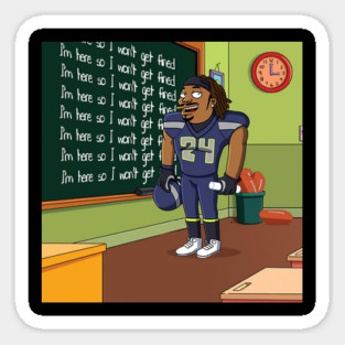 Marshawn Lynch Chalkboard, I'm Here So I Down Get Fined, Seattle Seahawks Sticker