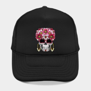 Floral Sugar Skull - Day Of The Dead Mexican Art Hat