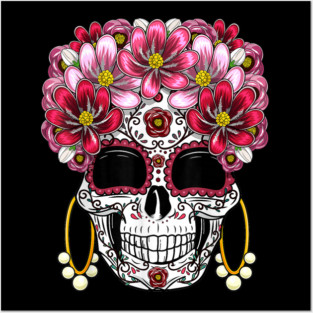Floral Sugar Skull - Day Of The Dead Mexican Art Posters and Art