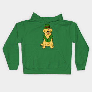 St. Patrick’s Day Golden Retriever – Leprechaun Dog Kids Hoodie