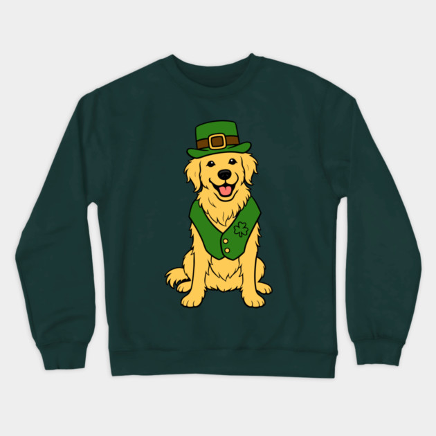 St. Patrick’s Day Golden Retriever – Leprechaun Dog Crewneck Sweatshirt by DonWillisJrArt