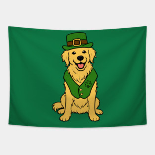 St. Patrick’s Day Golden Retriever – Leprechaun Dog Tapestry