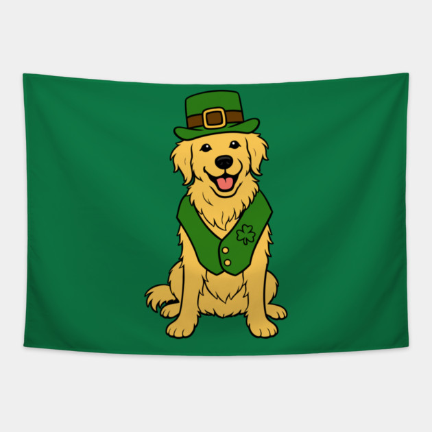 St. Patrick’s Day Golden Retriever – Leprechaun Dog Tapestry by DonWillisJrArt
