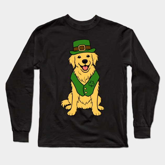 St. Patrick’s Day Golden Retriever – Leprechaun Dog Long Sleeve T-Shirt by DonWillisJrArt