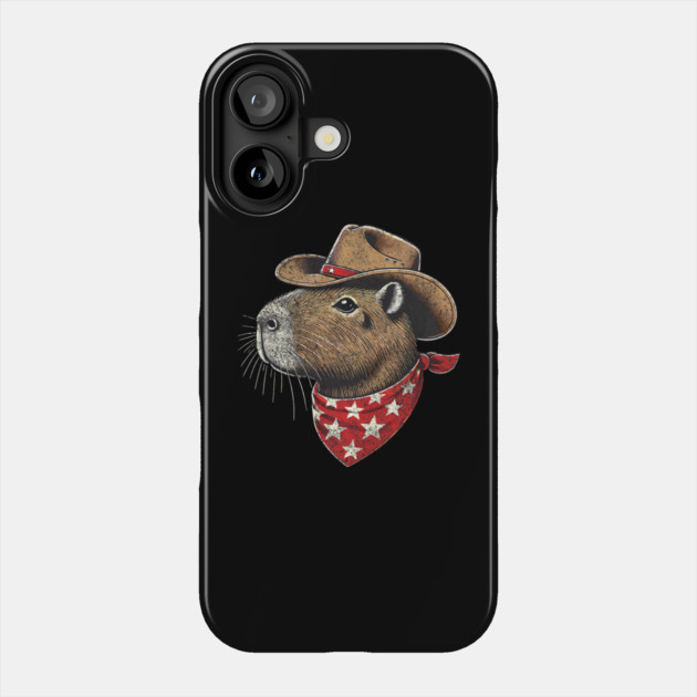 Capybara Cowboy Howdy Retro Capybara Phone Case by yangho