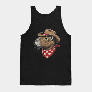 Capybara Cowboy Howdy Retro Capybara Tank Top