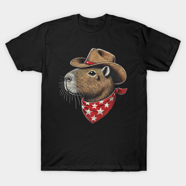 Capybara Cowboy Howdy Retro Capybara T-Shirt by yangho