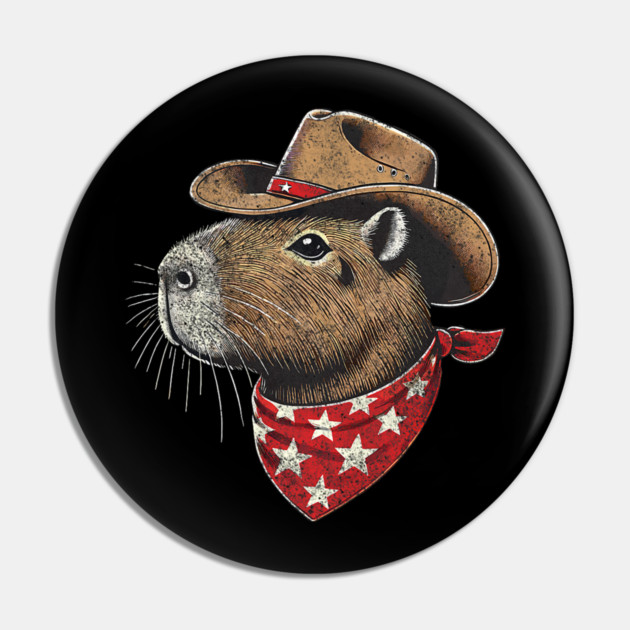 Capybara Cowboy Howdy Retro Capybara Pin by yangho