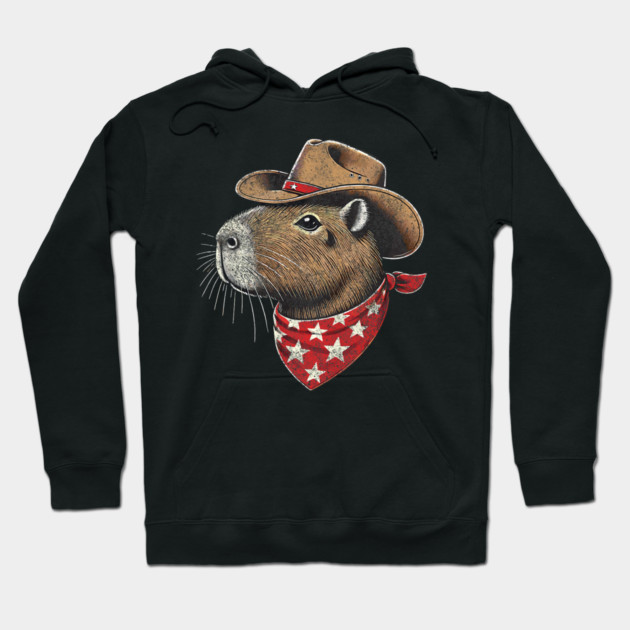 Capybara Cowboy Howdy Retro Capybara Hoodie by yangho