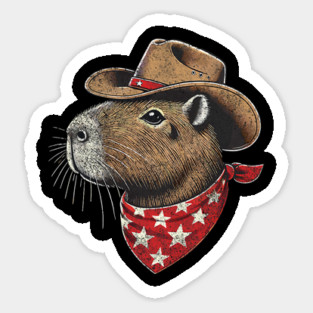 Capybara Cowboy Howdy Retro Capybara Sticker