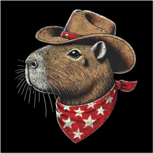 Capybara Cowboy Howdy Retro Capybara Posters and Art