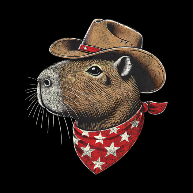 Capybara Cowboy Howdy Retro Capybara by yangho