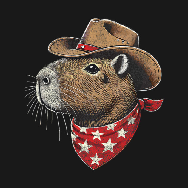 Capybara Cowboy Howdy Retro Capybara by yangho