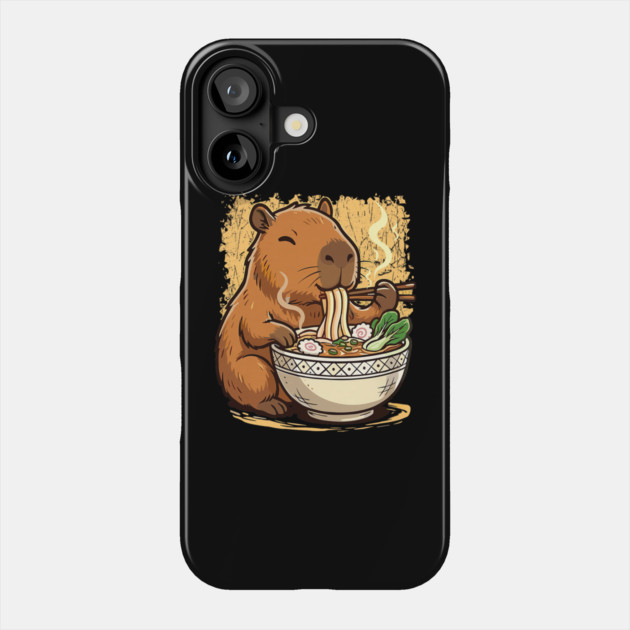 Capybara Eating Ramen Noodles Phone Case by yangho