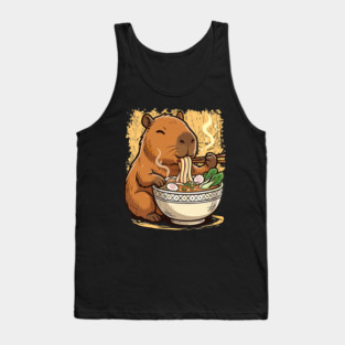 Capybara Eating Ramen Noodles Tank Top
