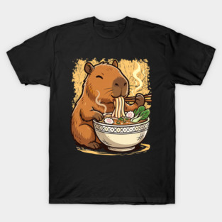 Capybara Eating Ramen Noodles T-Shirt