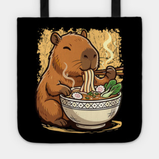Capybara Eating Ramen Noodles Tote