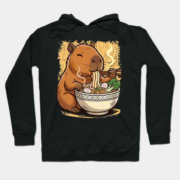 Capybara Eating Ramen Noodles Hoodie by yangho