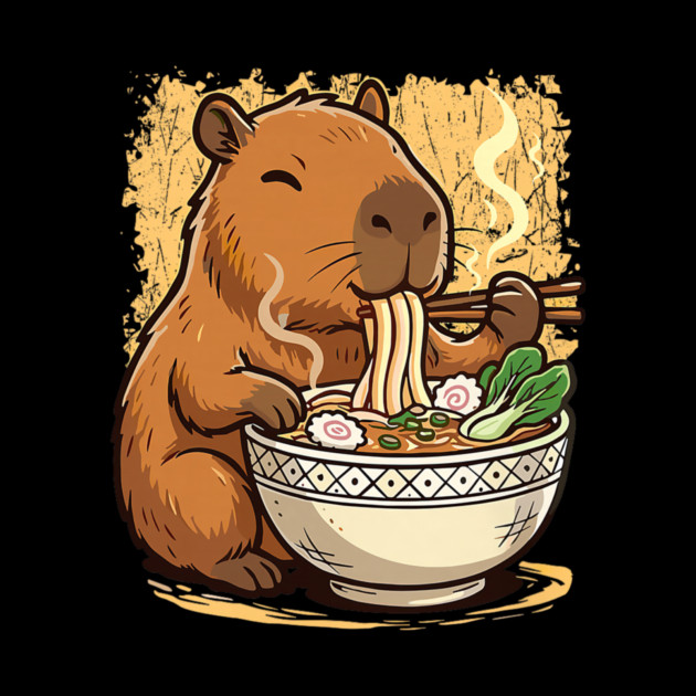 Capybara Eating Ramen Noodles by yangho