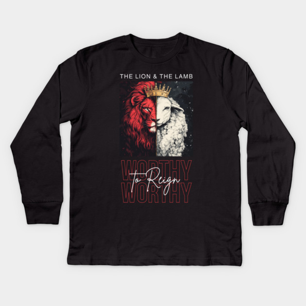 The Lion and the Lamb Kids Long Sleeve T-Shirt by Simon Sinha