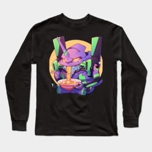 Evangelion Unit 01 Kawaii Ramen Chibi Long Sleeve T-Shirt