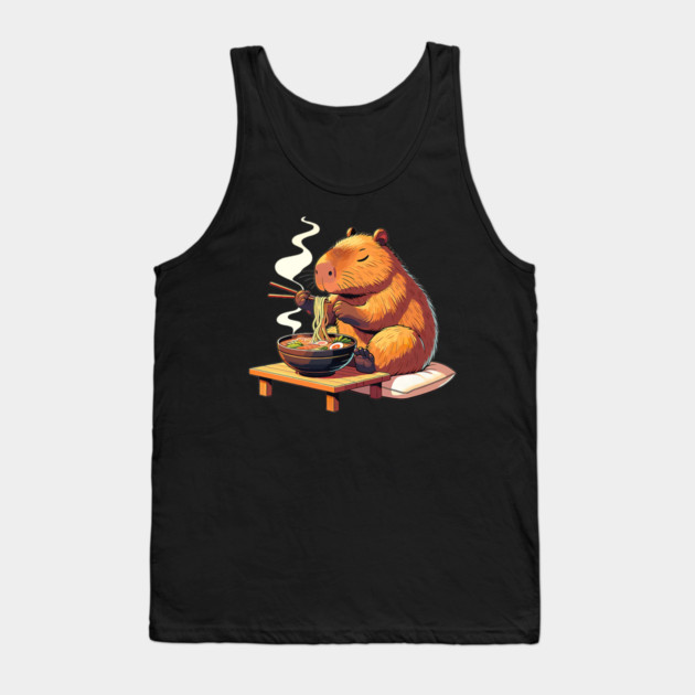 Capybara Eats Ramen Noodles Capybaras Ramen Tank Top by yangho