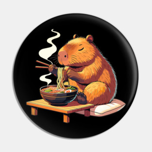 Capybara Eats Ramen Noodles Capybaras Ramen Pin