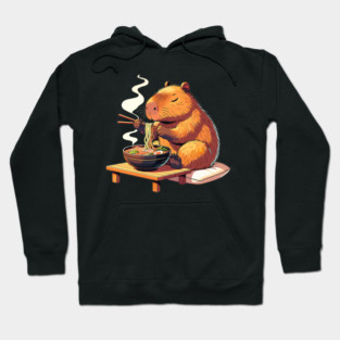 Capybara Eats Ramen Noodles Capybaras Ramen Hoodie