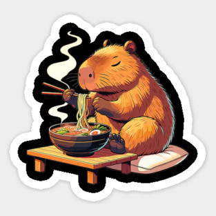 Capybara Eats Ramen Noodles Capybaras Ramen Sticker