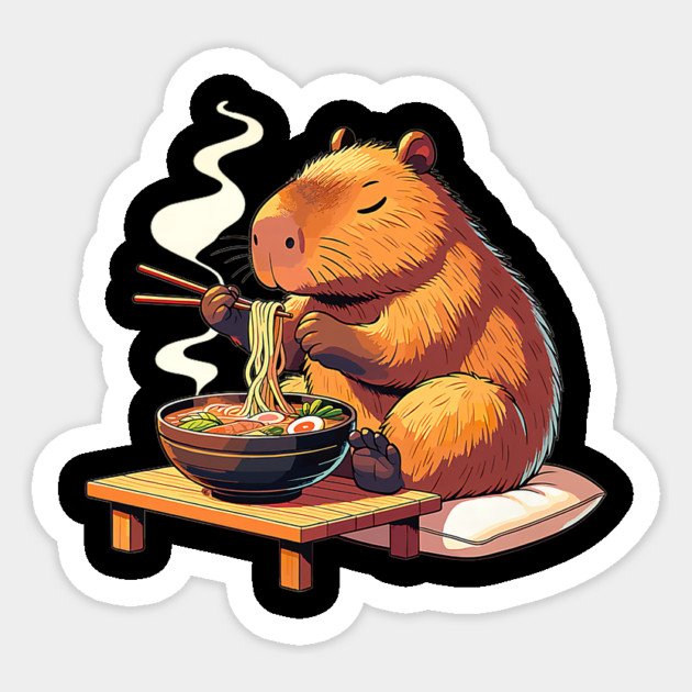 Capybara Eats Ramen Noodles Capybaras Ramen Sticker by yangho