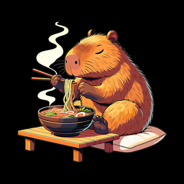 Capybara Eats Ramen Noodles Capybaras Ramen by yangho
