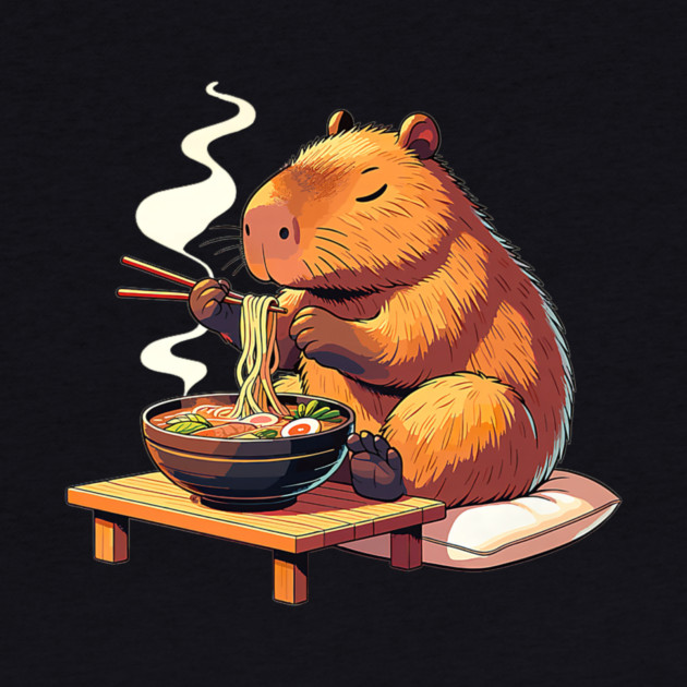 Capybara Eats Ramen Noodles Capybaras Ramen by yangho
