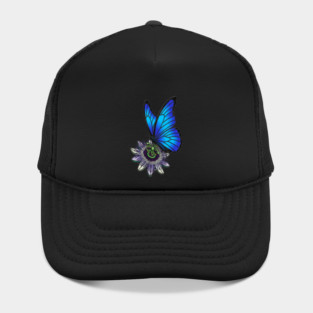 Blue Morpho Butterfly Botanical Design Hat
