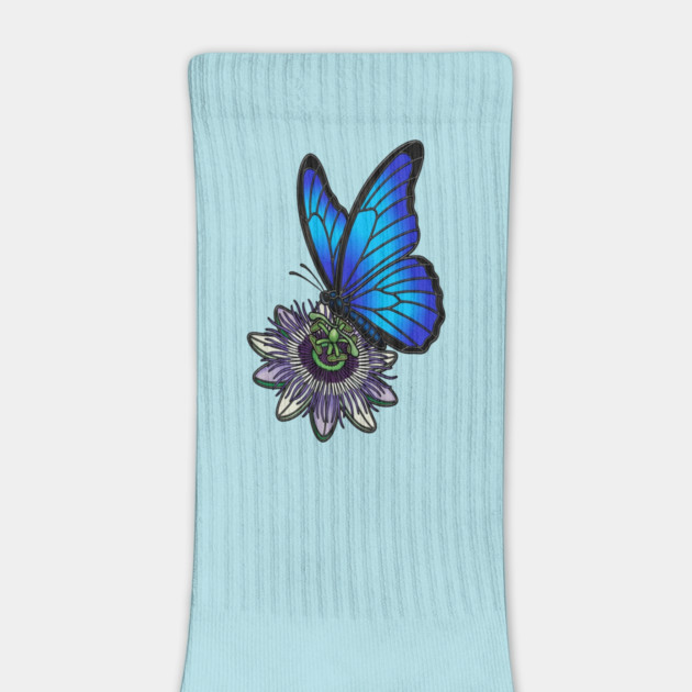 Blue Morpho Butterfly Botanical Design by BirdsnStuff