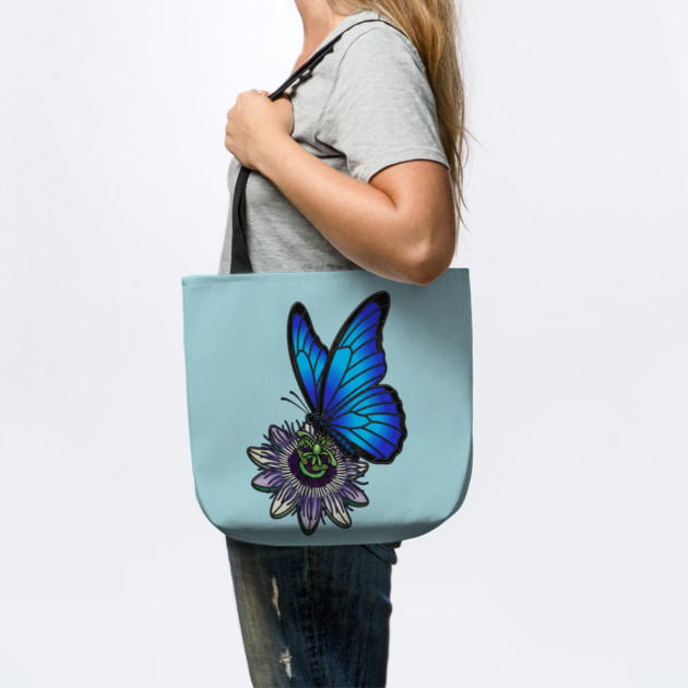 Blue Morpho Butterfly Botanical Design by BirdsnStuff