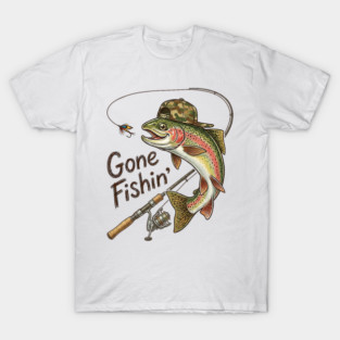 Gone Fishing Camouflage Trout Fish Fishing Camoflag for Kids Father Men T-Shirt