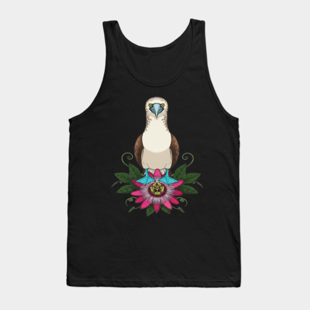 Blue-footed Booby Floral Art Tank Top by BirdsnStuff